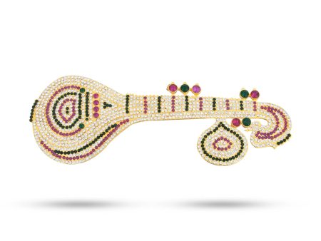 Stone Veena - 10 x 3.5 Inches | Multicoloured Stone Veenai  Deity Ornament Fashion