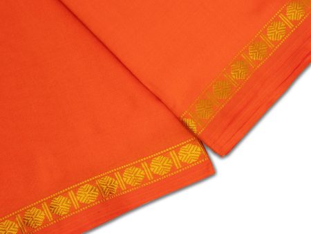 Veshti With Angavastram - 4 x 2 Mtrs | Art Silk Rudraksha Border Dhoti & Towel  Sindoor Red Colour Vesti & Thundu on Sale