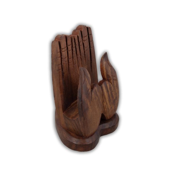 Wooden Mobile Stand - 5 x 3 Inches | Hand Shape Mobile Holder  Phone Stand for Car Supply