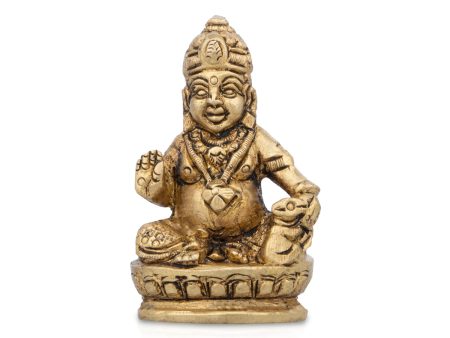 Kuber Statue - 2 x 1 Inches | Kuber Murti  Antique Brass Idol for Pooja  110 Gms Approx on Sale