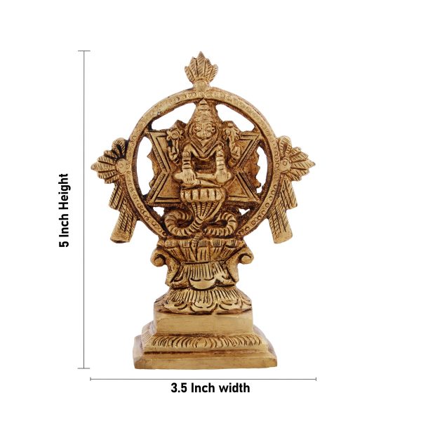 Chakrathazhwar Idol - 5 x 3.5 Inches | Antique Brass Idol  Chakrathalwar Statue for Pooja  480 Gms Approx Fashion