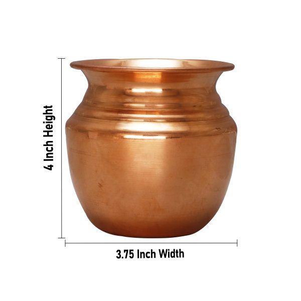 Copper Lota  - 4 x 3.75  Inches |  Kalash Pot  Chombu  Pooja Pot  Kalash for Pooja Online now