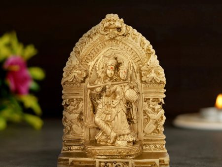 Radha Krishna Murti with Arch - 4.5 x 3.25 Inches | Resin Statue  Gold Polish Radha Krishna Idol for Pooja Supply