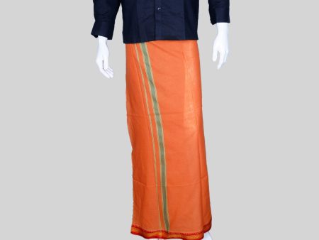 Cotton Veshti - 2 Mtrs | Thalapathi Border Dhoti  Kavi Colour Vesti for Men Supply