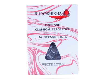 Auroshikha White Lotus Dhoop Cone - 14 Sticks | Classical Fragrance Incense Cone  Cone Dhoop Batti for Pooja Fashion