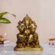 Double Takiya Ganesh Murti - 6.5 x 5 Inches | Antique Brass Idol  Ganpati Idol for Pooja  2.380 Kgs Approx Online now