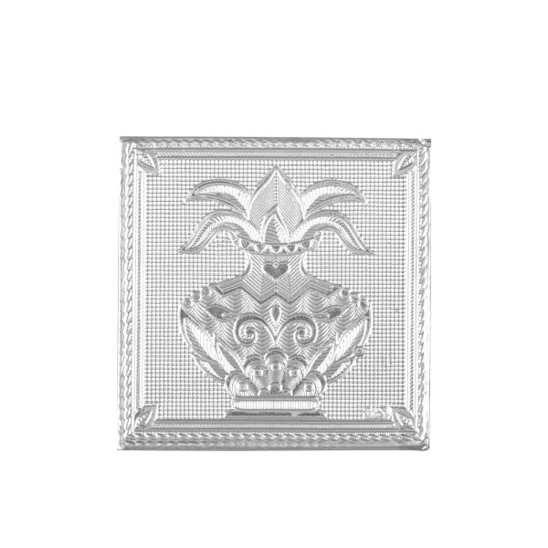 Bajot  - 1.5 x 3 x 3 Inches |  Silver & Gold Finish Chowki  Aluminium Manai  Patla for Pooja Online now