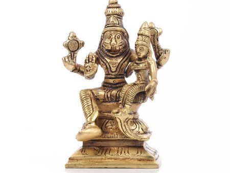 Lakshmi Narasimha Idol - 4.5 x 3 Inches | Lakshmi Narasimha Vigraham  Antique Brass Idol for Pooja  700 Gms Cheap