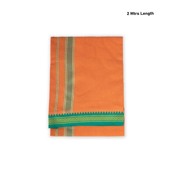 Cotton Veshti - 2 Mtrs | Thalapathi Border Dhoti  Kavi Colour Vesti for Men Supply