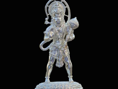 Anjaneya Statue - 3 x 1.5 Inches | Copper Idol  Silver Polish Standing Hanuman Statue for Pooja  55 Gms Approx For Discount