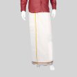 Veshti - 10 x 6 Yards | 3 Kodu Jari Border Dhoti  Half White Colour Vesti for Men Hot on Sale