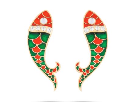 Earring Pair - 2.5 x 1 Inches | Matsyakar Kundal  Stud Earring  Karnapathiram for Deity  Assorted Colour Sale