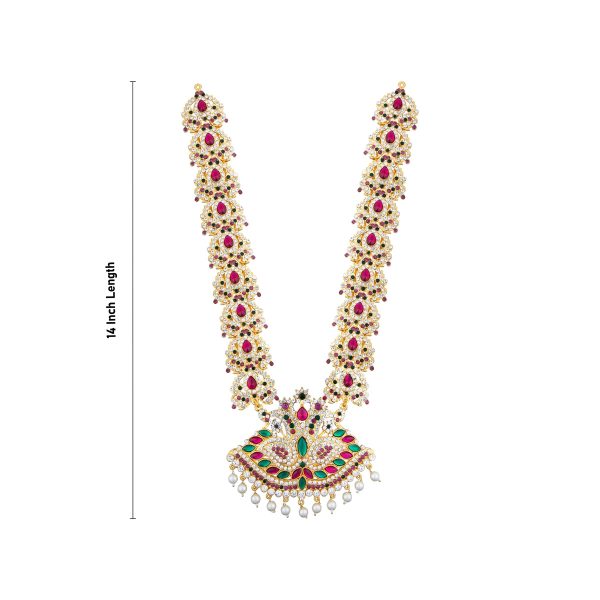 Stone Haram - 14 Inches | Multi Coloured Stone Jewellery  Long Stone Necklace for Deity For Cheap