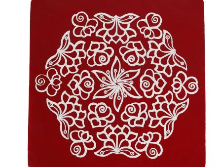 Maroon Kolam Sticker Set - 7 x 7 Inches | 4 Pcs  Rangoli Sticker  Muggu Sticker for Home Decor For Cheap