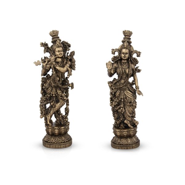 Radha Krishna Statue Pair - 14 x 4.5 Inches | Resin Statue  Brass Polish Radha Krishna Idol for Pooja  2.525 Kgs Online Hot Sale