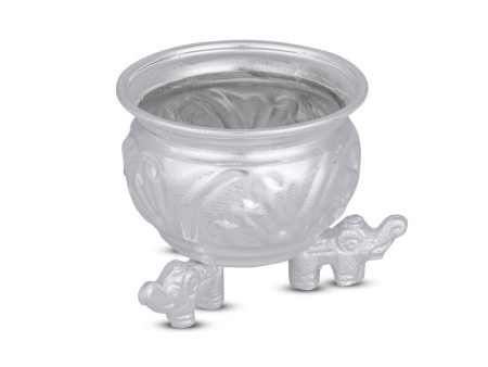 Chandan Cup With Elephant Leg - 2.5 x 2.5 Inches | German Silver Cup  Chandan Bowl for Pooja  105 Gms Approx Hot on Sale