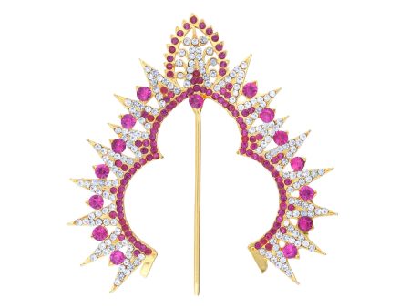 Hair Arch - 3.5 x 3.5 Inches | Stone Hair Arch  Hair Accessory  Multicolour Stone Jewellery for Deity Online now