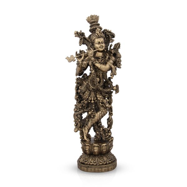 Radha Krishna Statue Pair - 14 x 4.5 Inches | Resin Statue  Brass Polish Radha Krishna Idol for Pooja  2.525 Kgs Online Hot Sale