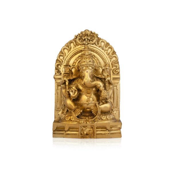 Ganesh Murti With Arch - 6 x 4 Inches | Resin Statue  Gold Polish Ganpati Murti for Pooja  450 Gms Approx Discount