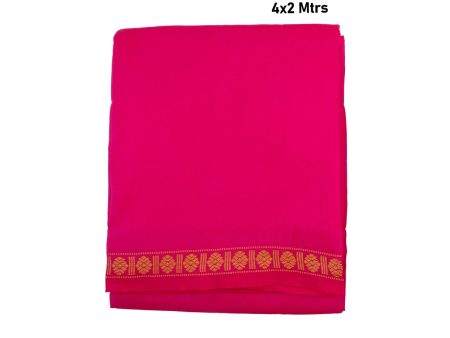 Veshti With Angavastram - 4 x 2 Mtrs | Art Silk Rudraksha Border Dhoti & Towel  Pink Vesti & Thundu for Men Discount