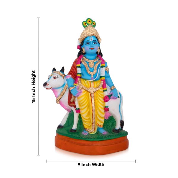 Krishna Idol with Cow - 15 Inches | Giri Golu Doll  Clay  Pasu Krishnan  Navarathri Doll Online now