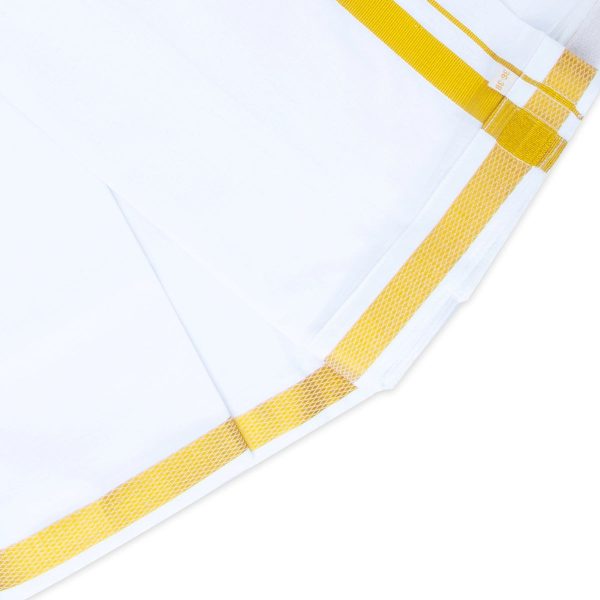 Cotton Veshti - 2 Mtrs | White Dhoti  Jari Border Velcro Vesti for Men Discount