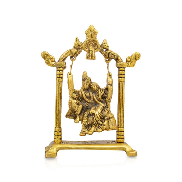 Radha Krishna Jhula - 7.5 x 5.5 Inches | Gold Polish Radha Krishna Jhoola  Radha Krishna With Jhula for Pooja  245 Gms Discount