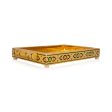 Pooja Tray - 7 x 10 Inches | Thali Tray  Wooden Plate  Gold Polish Meenakari Design Plate for Home  525 Gms Approx Discount