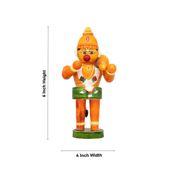 Anjaneya Statue - 6 x 4 Inches | Wooden Statue  Hanuman Idol  Hanuman Statue for Pooja Online Hot Sale