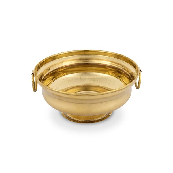 Flower Pot With Base - 2.5 x 5.25 Inches | Brass Uruli With Handle  Urli for Home Decor  100 Gms Approx Discount