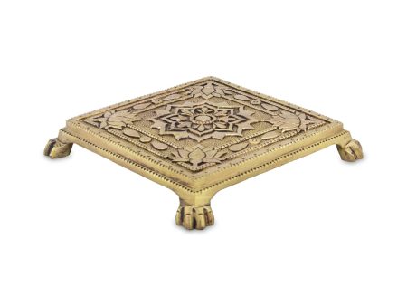 Pooja Chowki - 1 x 6.5 Inches | Antique Brass Bajot  Patla for Home  1.200 Kgs Approx Online Sale