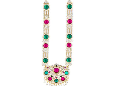 Stone Haram - 13 Inches | Long Stone Necklace  Multi Coloured Stone Jewellery for Deity Discount