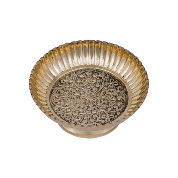 Brass Bowl With Stand - 1.75 x 4.25 Inches | Phaldar Design Brass Cup  Pooja Cup for Home  150 Gms Approx Online