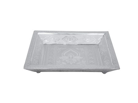 Tray Without Handle - 10 x 7 Inches | Thali Plate  Pooja Plate  Silver Polished Plate for Home Sale