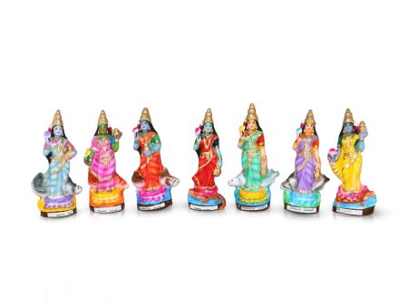 River Goddess Clay Golu Bommai Set - 8 x 4 Inches | Giri Golu Doll  Navaratri Golu Bomma Gombe Bommai Discount