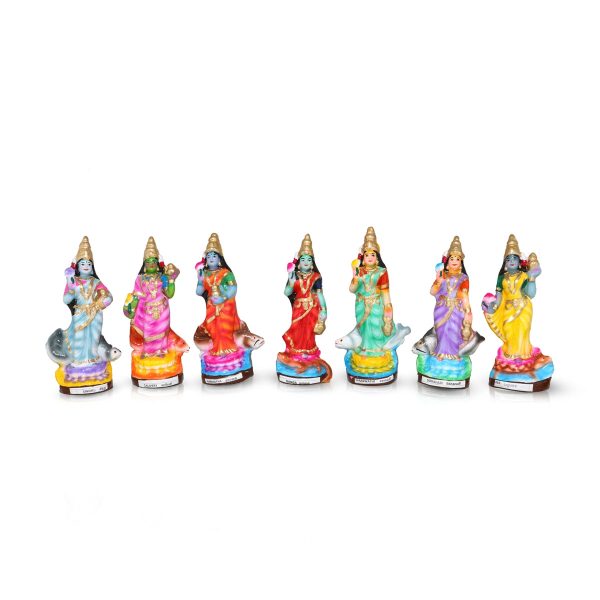 River Goddess Clay Golu Bommai Set - 8 x 4 Inches | Giri Golu Doll  Navaratri Golu Bomma Gombe Bommai Discount