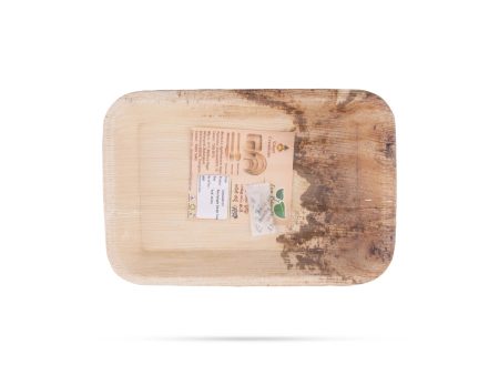 Areca Leaf Plate Set - 9 x 6 Inches | 10 Pcs  Rectangle Shape Areca Palm Plates  Disposable Plate  435 Gms Online