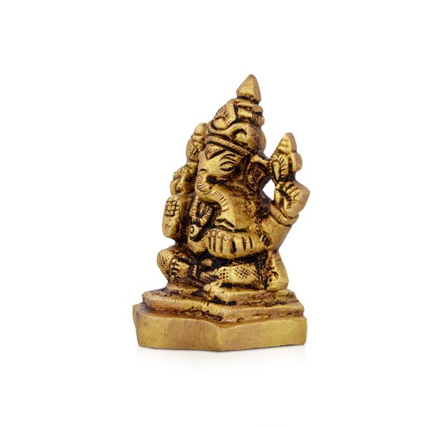 Ganesh Murti - 2 x 1.5 Inches | Ganapati Idol  Antique Brass Idol  Vinayagar Statue for Pooja  160 Gms Approx Fashion