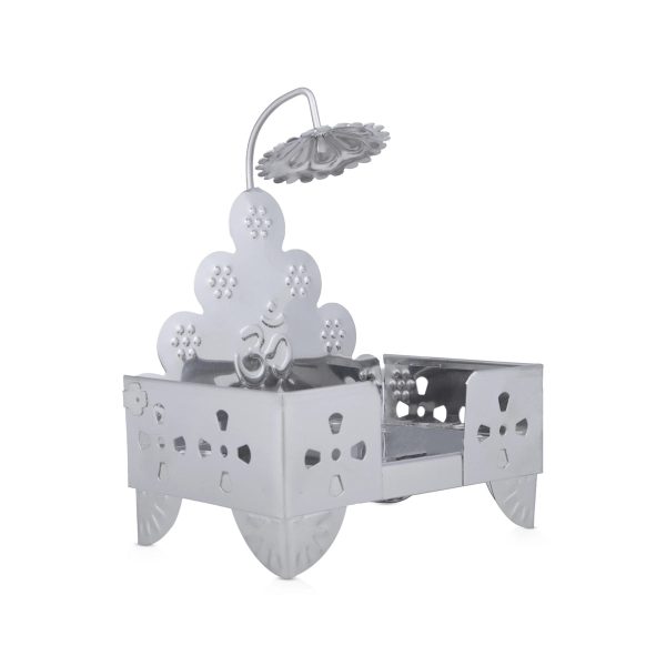 Manai with Chatri - 6 x 4 Inches | German Silver Chowki  Pooja Aasan for Deity  130 Gms Approx Online now