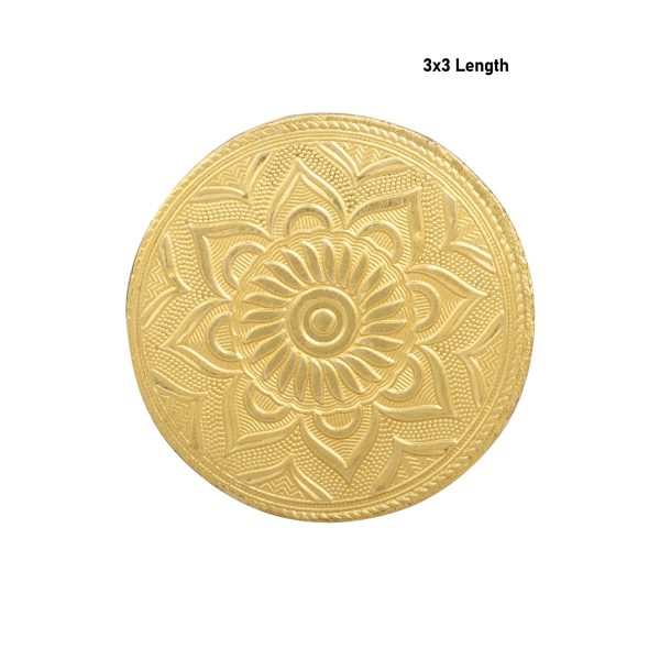 Patla Set - 3 x 3 Inches | 6 Pcs  Wooden Manai Palagai  Gold Polish Bajot  Round Chowki for Pooja  95 Gms For Cheap