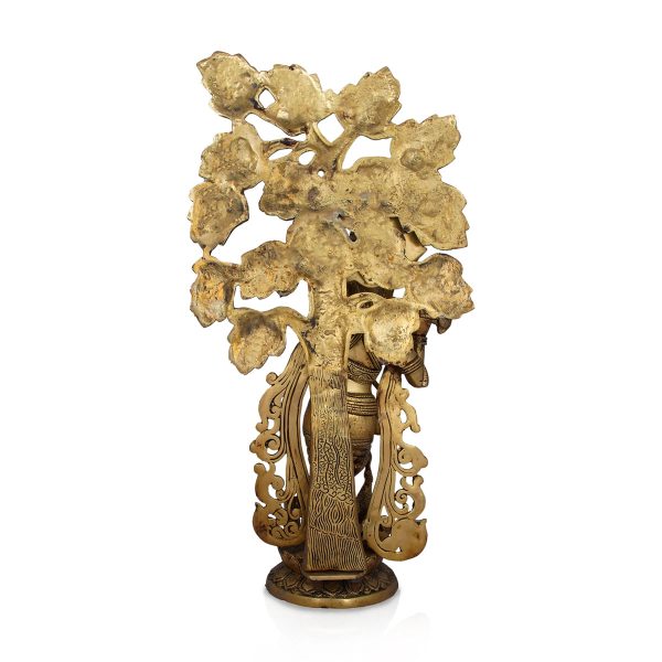 Krishna Murti With Tree - 23 x 12 Inches | Antique Brass Idol  Krishna Statue for Pooja  11.880 Kgs Approx For Sale