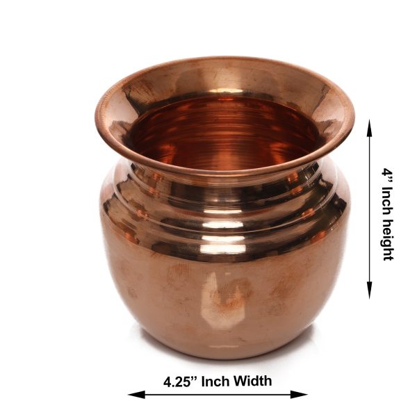 Copper Lota - 4 x 4.25 Inches |  Kalash Pot  Chombu  Pooja Pot  Kalash for Pooja Hot on Sale