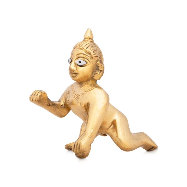 Crawling Krishna Idol - 3 x 2.25 Inches | Brass Idol  Laddu Gopal Murti for Janmashtami  155 Gms Approx Discount