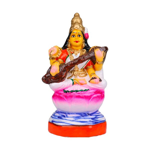 Saraswati Clay Golu Bommai - 8 x 4 Inches | Giri Golu Doll  Navaratri Golu Bomma Gombe Bommai Supply