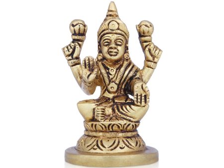 Laxmi Idol - 3 x 2 Inches | Antique Brass Idol  Lakshmi Idol  Lakshmi Murti for Pooja  280 Gms Approx on Sale