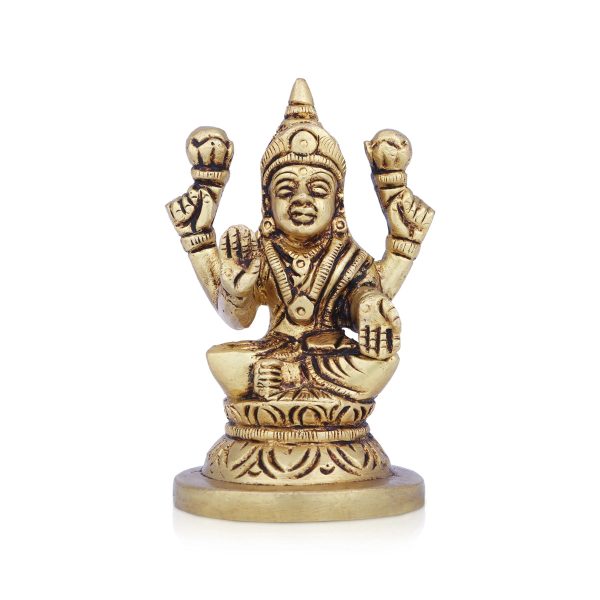 Laxmi Idol - 3 x 2 Inches | Antique Brass Idol  Lakshmi Idol  Lakshmi Murti for Pooja  280 Gms Approx on Sale