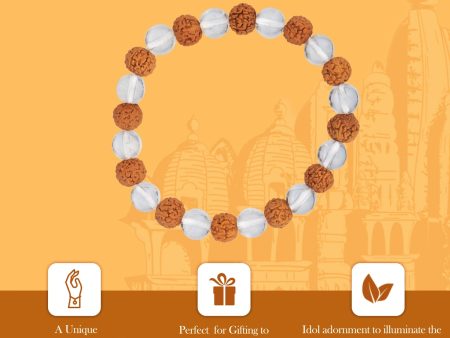 Rudraksha Sphatik Bracelet - 2.5 Inches | Rudraksha Hand Band  Sphatik Rudraksha Bracelet for Men & Women For Discount