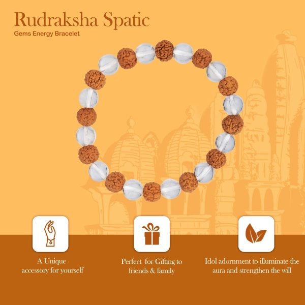 Rudraksha Sphatik Bracelet - 2.5 Inches | Rudraksha Hand Band  Sphatik Rudraksha Bracelet for Men & Women For Discount