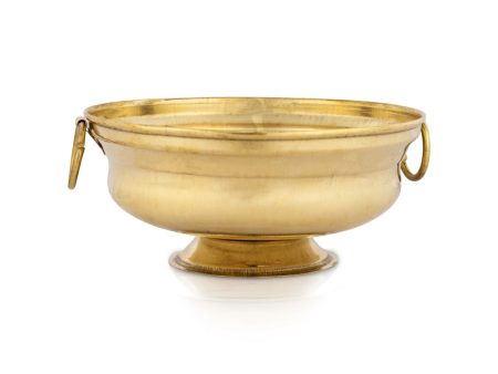 Flower Pot With Base - 2.5 x 5.25 Inches | Brass Uruli With Handle  Urli for Home Decor  100 Gms Approx Discount