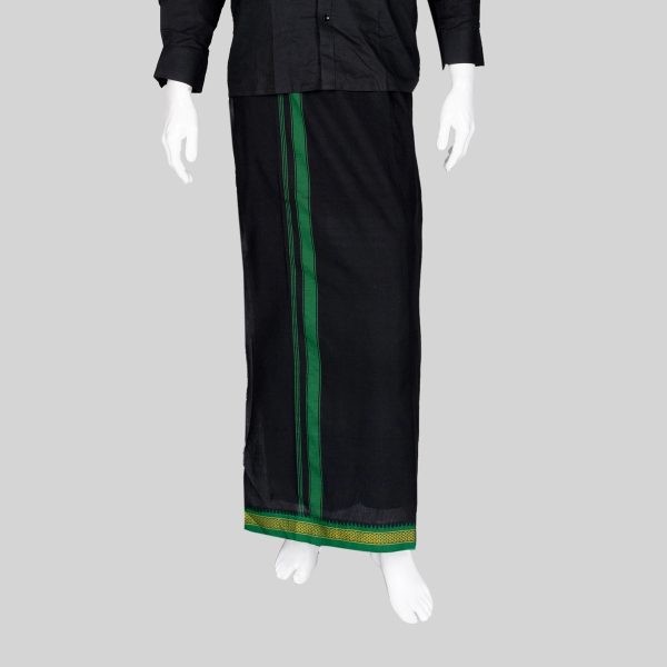 Veshti - 2 Mtrs | Ayyappa Thalapathi Border Dhoti  Black Colour Vesti for Men Sale